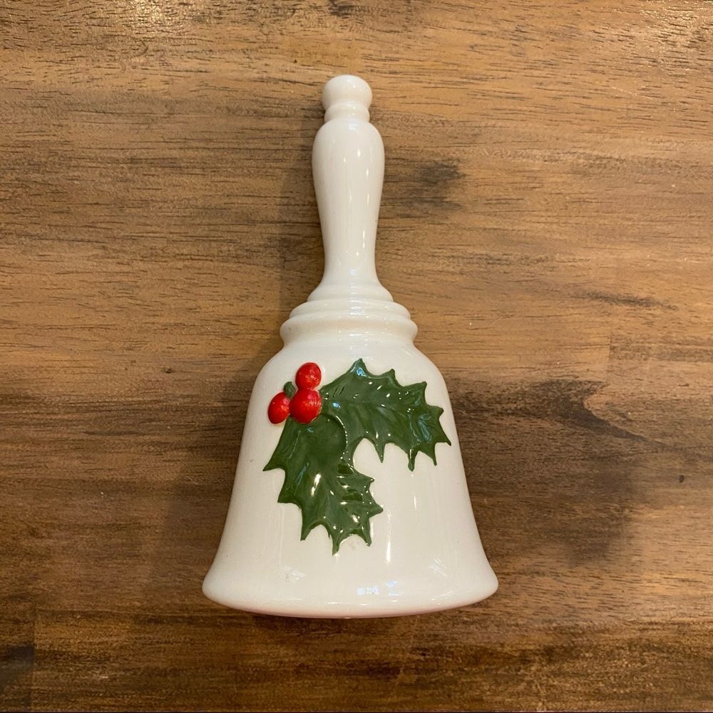 Vintage Lefton Holly Bell Christmas Holiday Decor Antique Dinner Bell
